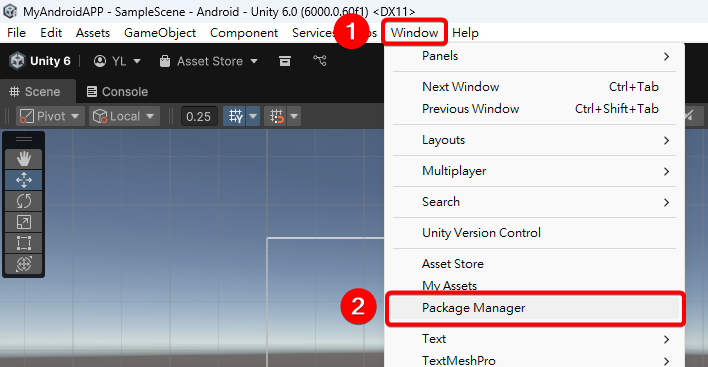 在 Package Manager 中安裝 2D Sprite 套件