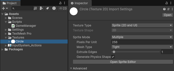 把 Texture Type 改成 Sprite 以便用於 UI Image