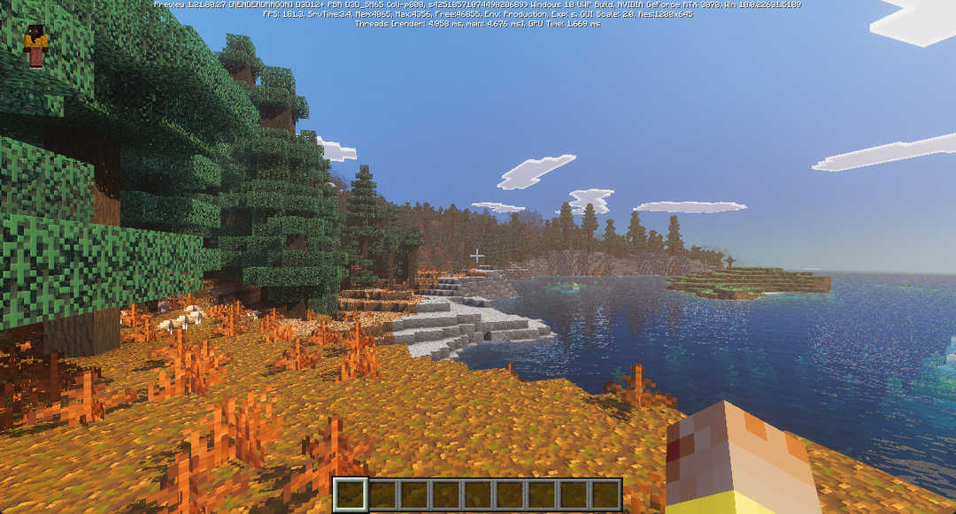 Vanilla Reforged 白天的原版風格森林與水面