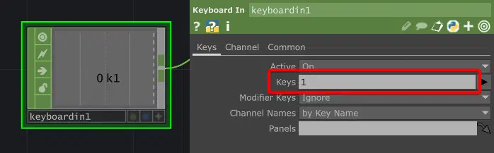 TouchDesigner 鍵盤按鍵輸入模板 Keyboard In 參數設定
