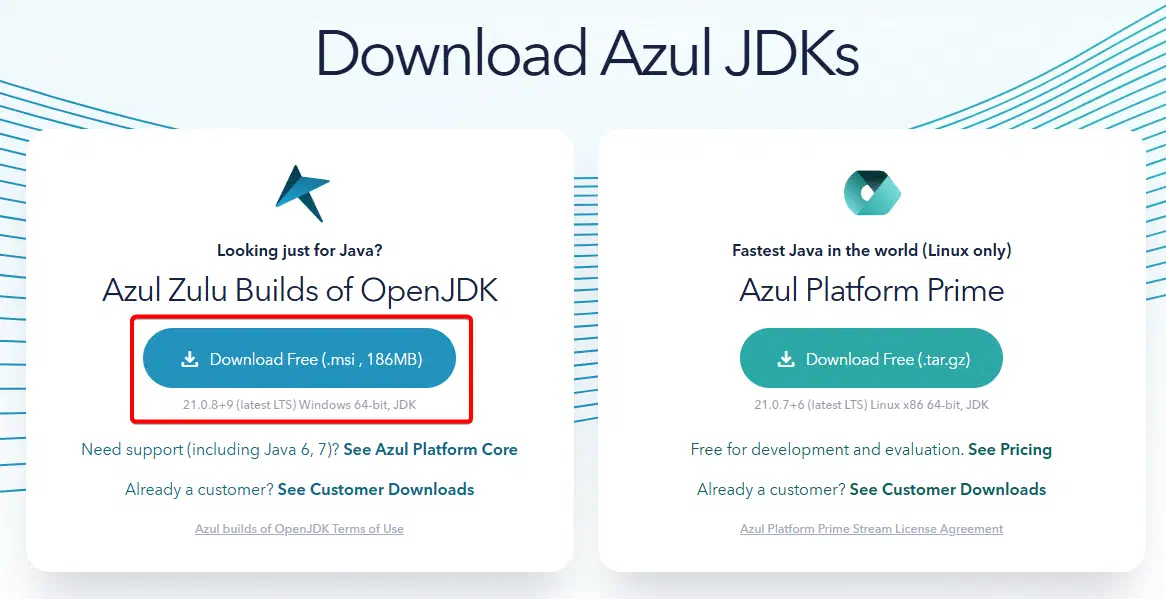 Zulu OpenJDK 的下載頁面