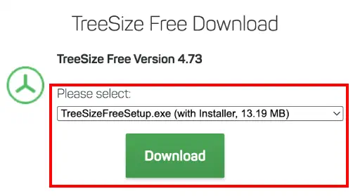 TreeSize Free 提供安裝版與其他下載選項